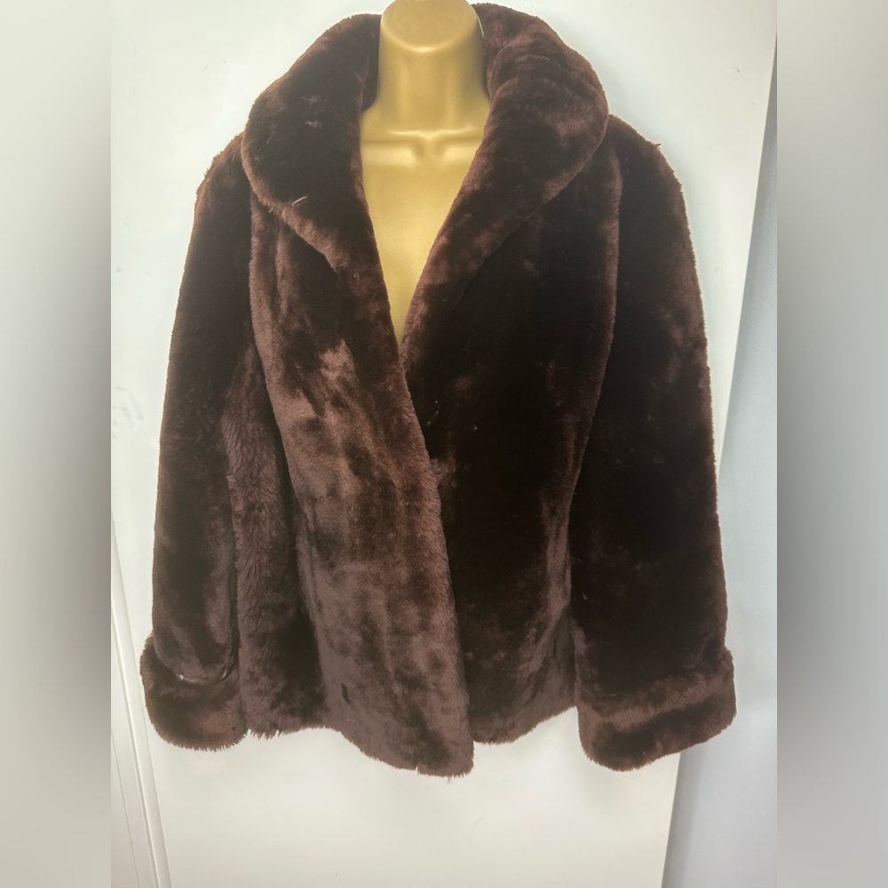 Vintage‎ 70’s? Super Chunky Chocolate Brown Faux Fur Mob Boss Vibes Jacket L-XL?